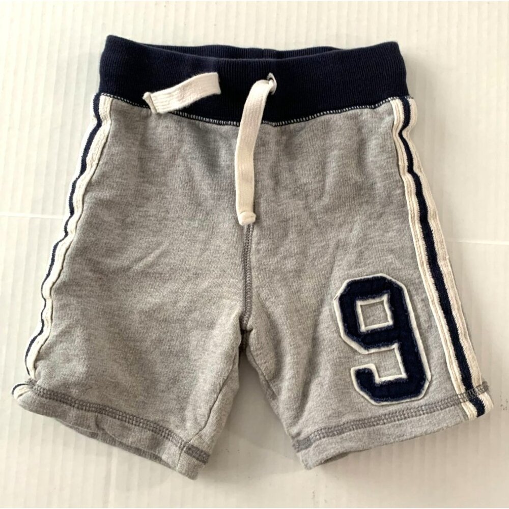 Oshkosh BGosh Boys Size 4 Gray Blue Varsity Number letter shorts Pull On Waist T